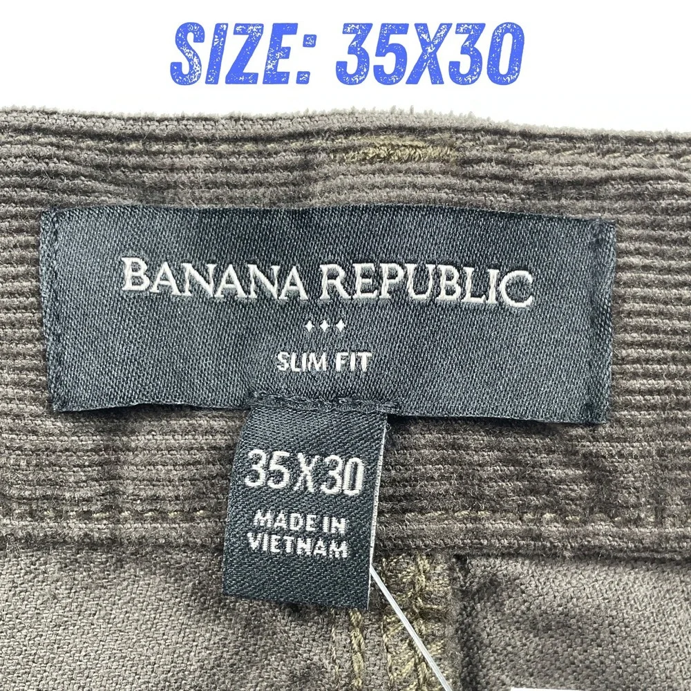 NWT Banana Republic Men's Slim Corduroy Pants‎ 35x30 (37x30) Brown Washwell